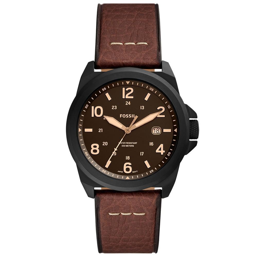 商品Fossil|Men's Bronson Brown Leather Strap Watch, 40mm,价格¥477,第1张图片