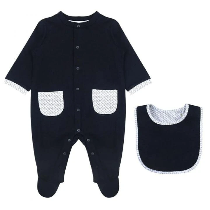 商品Emporio Armani|Cotton Navy Romper & Bib Gift Set,价格¥417,第1张图片