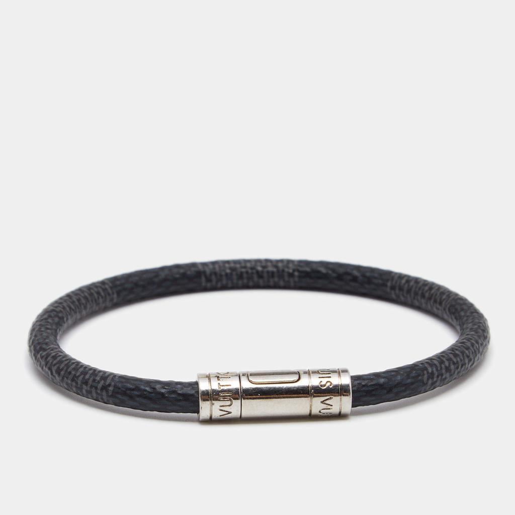 Louis Vuitton Keep It Black Canvas Silver Tone Metal Bracelet商品第1张图片规格展示