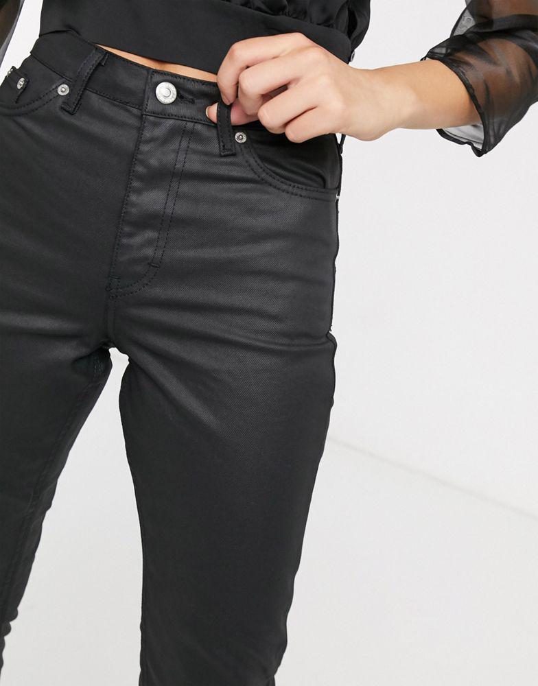 Topshop coated mom jeans in black商品第3张图片规格展示