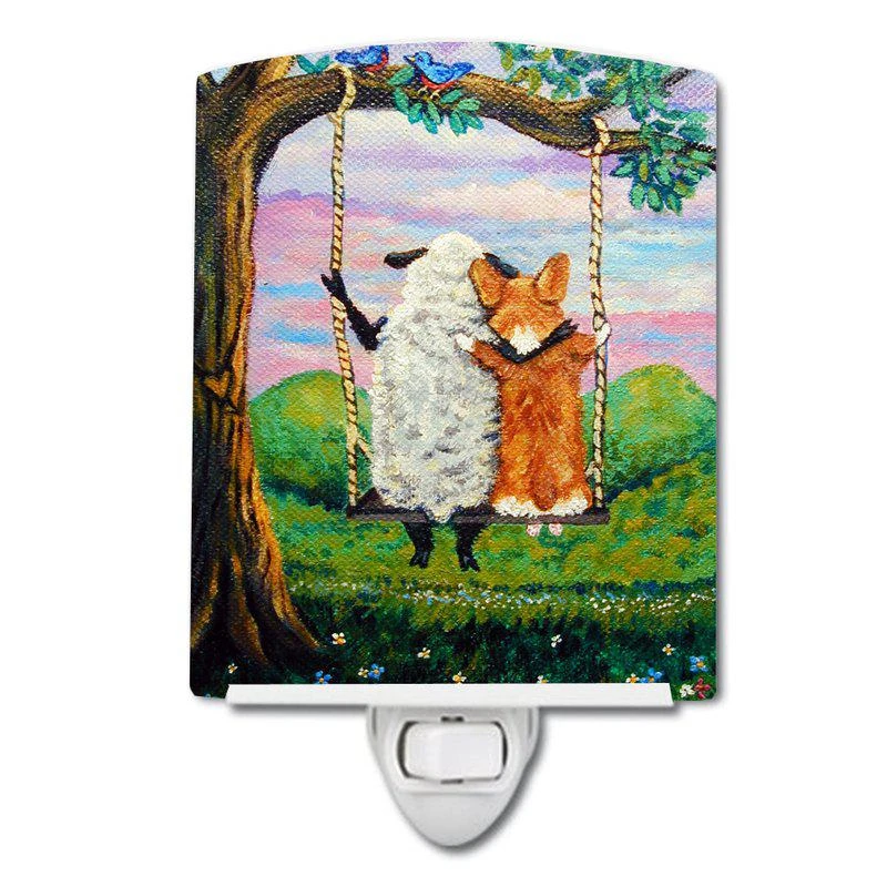 商品Caroline's Treasures|Corgi With Sheep Love Grows Ceramic Night Light,价格¥204,第1张图片
