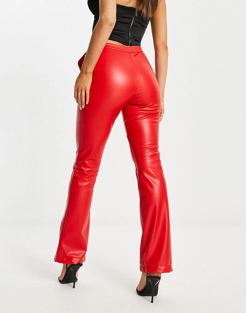 商品AsYou|ASYOU PU tailored puddle flare trouser co-ord in red,价格¥185,第4张图片详细描述