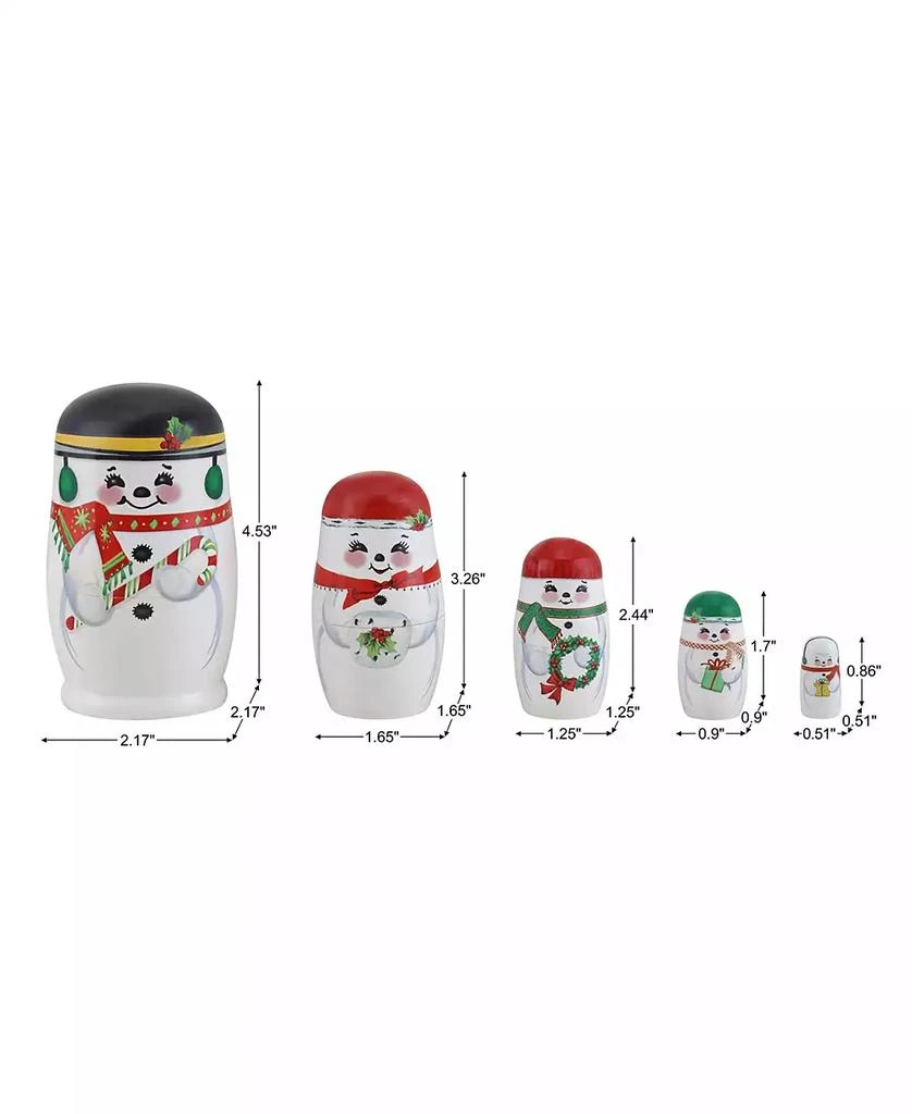 商品Mr. Christmas|Snowman Family Nesting Wood Figurines, Set of 5,价格¥258,第3张图片详细描述