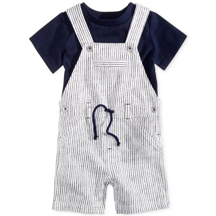 商品First Impressions|2-Pc. T-Shirt & Striped Overall Set, Baby Boys (0-24 months), Created for Macy's,价格¥57,第2张图片详细描述