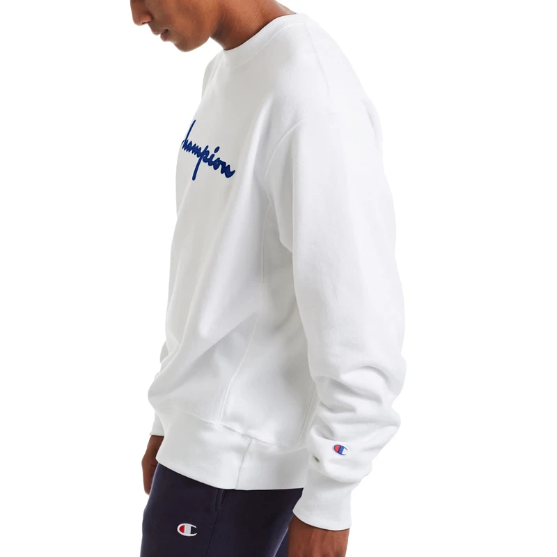 Champion 男士白色圆领刺绣卫衣 GF70-Y08069-100 商品