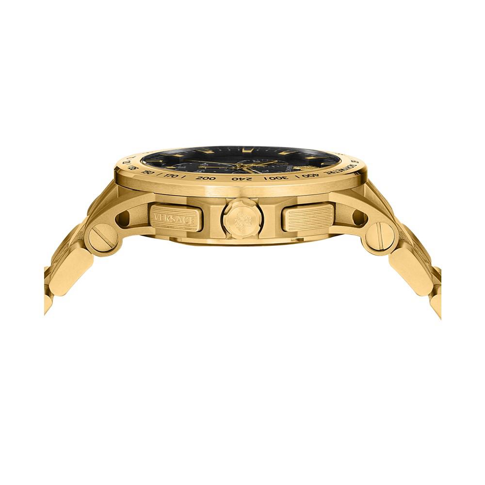 Men's Swiss Chronograph Sport Tech Gold Ion Plated Stainless Steel Bracelet Watch 45mm商品第2张图片规格展示