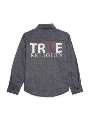 商品True Religion|Little Boy's Chambray Logo Shirt,价格¥159,第2张图片详细描述