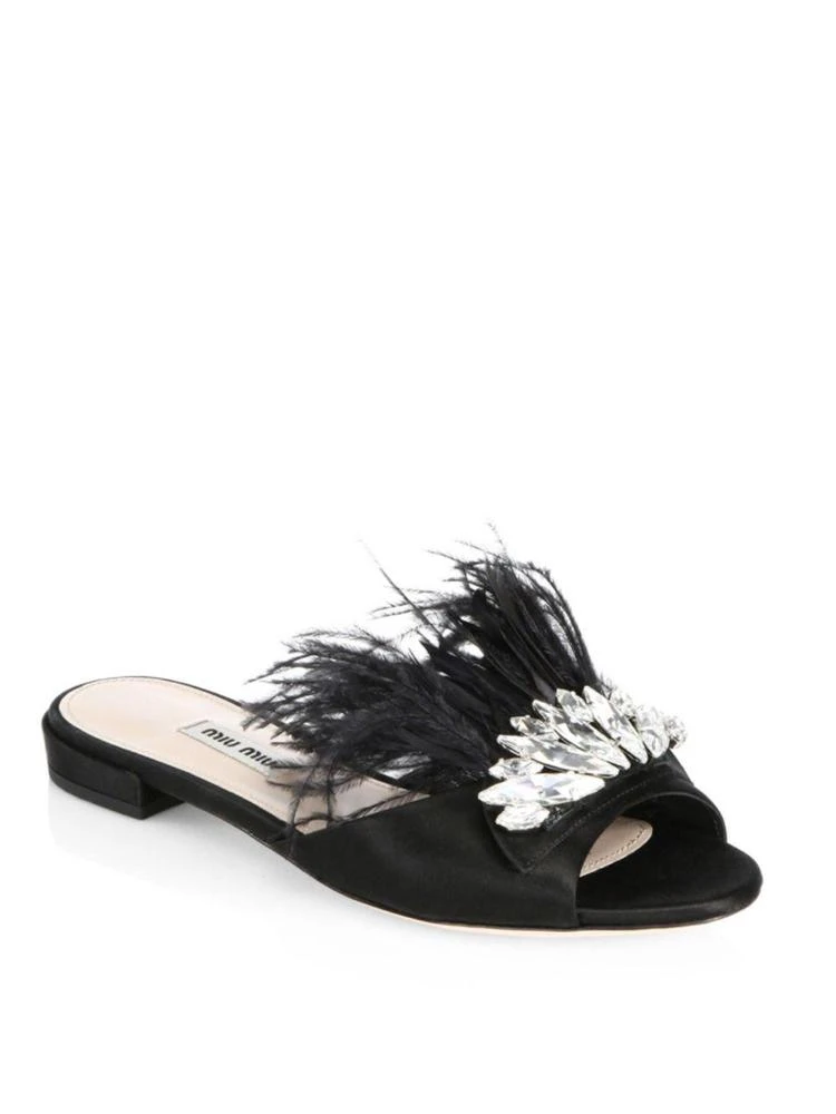 商品Miu Miu|Embellished Slide Sandals,价格¥2385,第1张图片