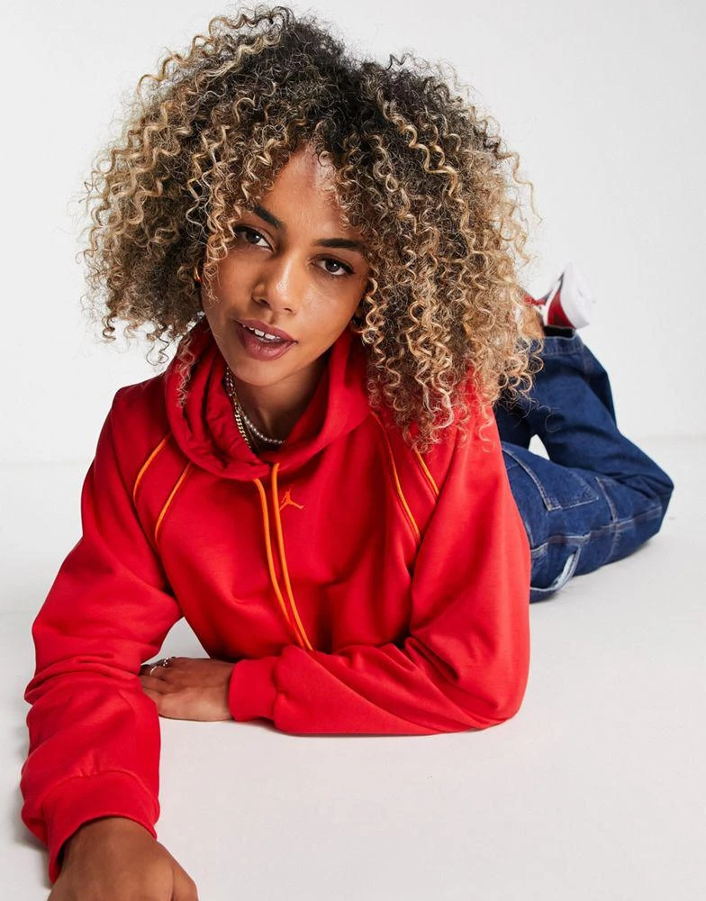 商品Jordan|Jordan Sport fleece cropped pullover hoodie in fire red and orange,价格¥259,第3张图片详细描述