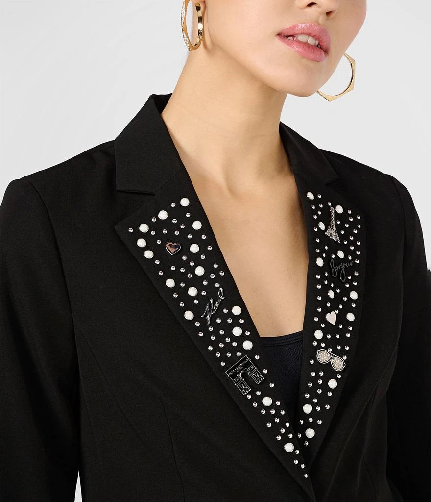 商品Karl Lagerfeld Paris|LONGLINE BLAZER WITH PINS,价格¥1098,第3张图片详细描述