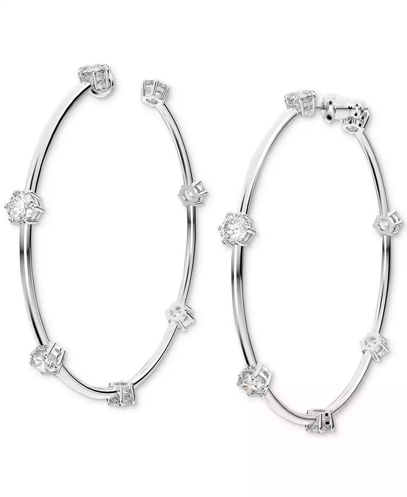 商品Swarovski|Silver-Tone Constella Crystal Large Hoop Earrings, 2.5",价格¥1260,第1张图片