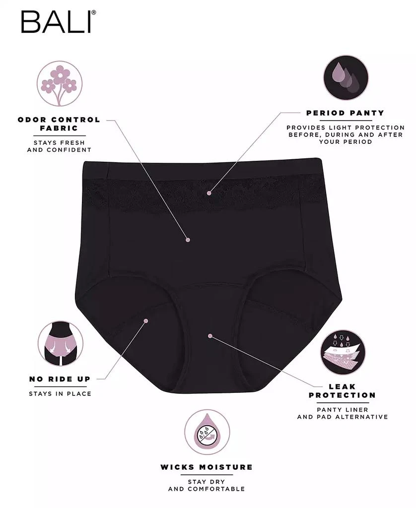 商品Bali|Women's Beautifully Confident Brief Period Underwear With Light Leak Protection DFLLB1,价格¥67,第3张图片详细描述