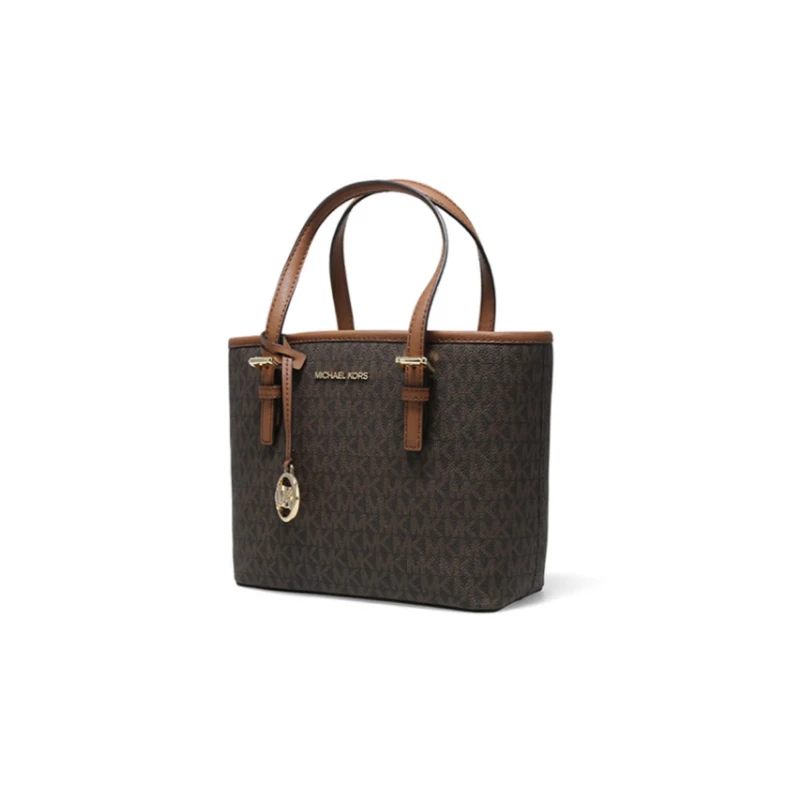 Michael Kors 奥莱 JET SET TRAVEL小号女士PVC单肩手提tote包 35T9GTVT0B-BROWN 商品