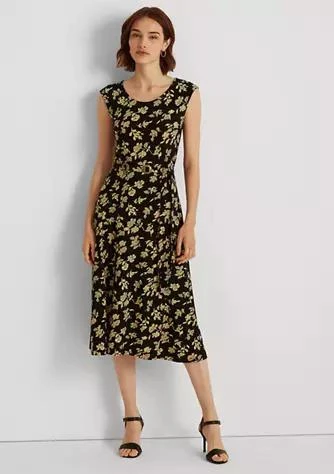 商品Ralph Lauren|Ralph Lauren Floral Belted Jersey Cap Sleeve Dress,价格¥617,第1张图片