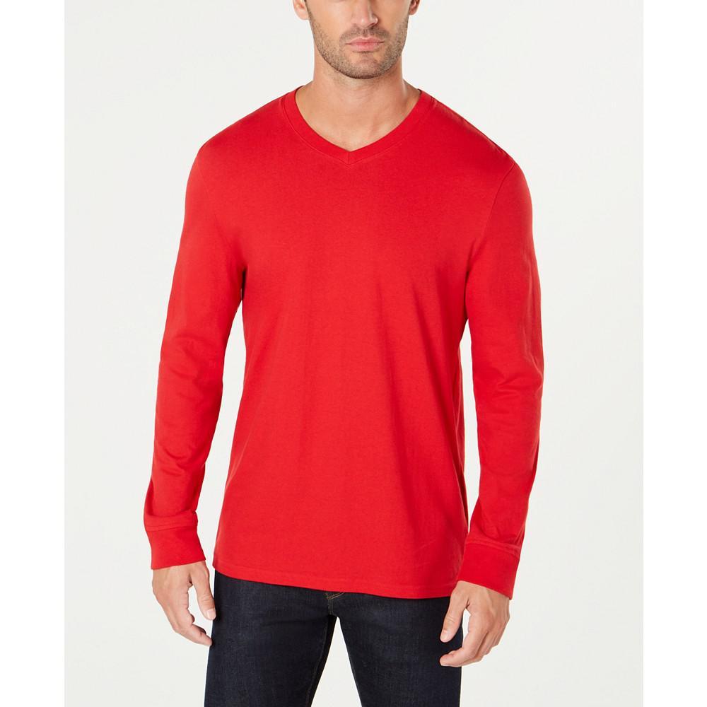 商品Club Room|Men's V-Neck Long Sleeve T-Shirt, Created for Macy's,价格¥45-¥126,第3张图片详细描述