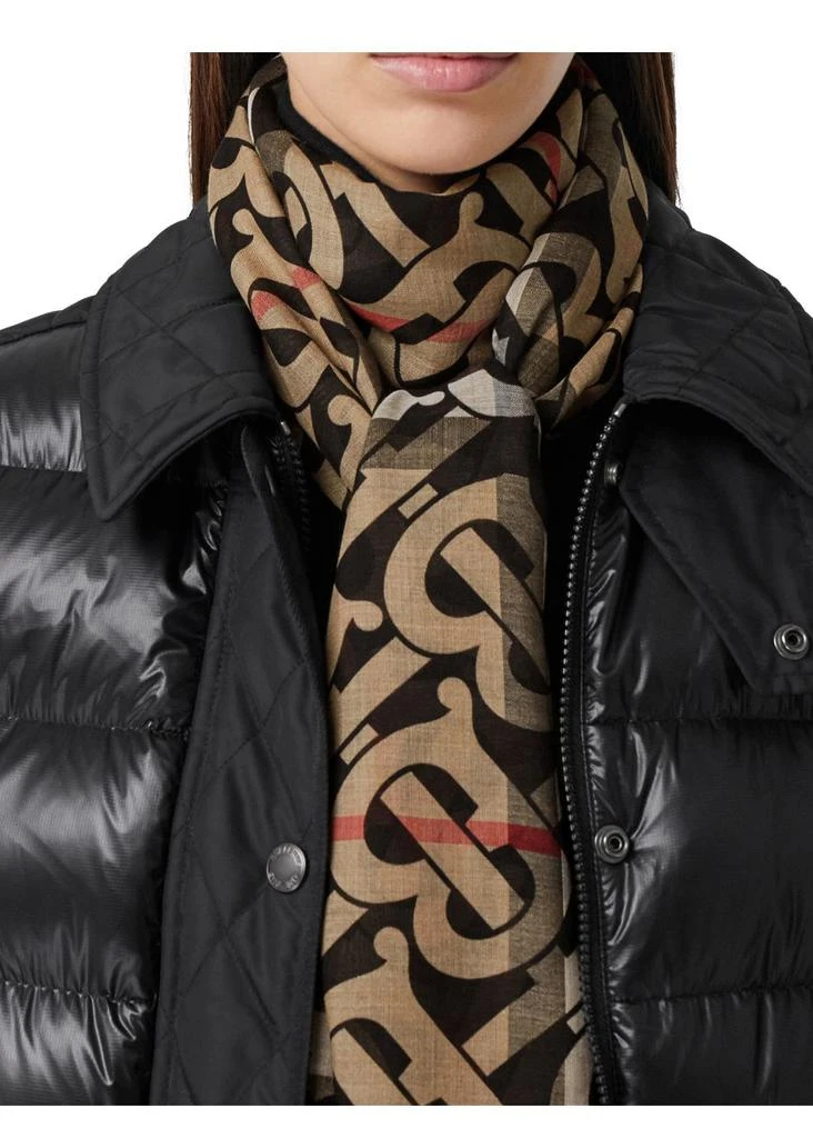 商品Burberry|Monogram print lightweight check wool silk scarf,价格¥3091,第4张图片详细描述