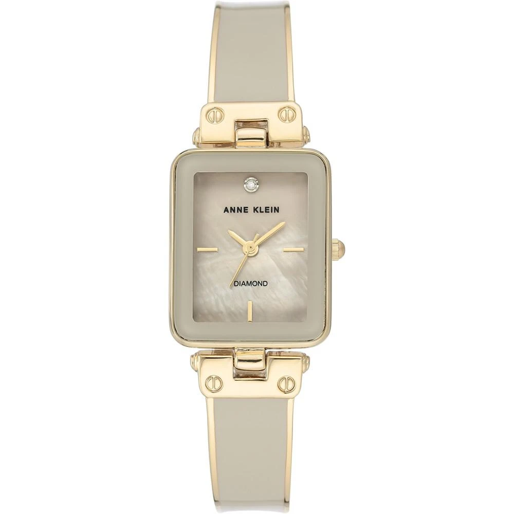 商品Anne Klein|Women's Diamond Accent Tan & Gold-Tone Bangle Bracelet Watch 22x34mm,价格¥426,第1张图片