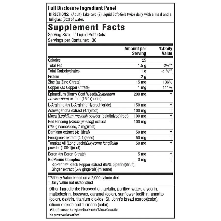 商品Irwin Naturals|Libido-Max for Active Men Liquid Soft Gels,价格¥110,第2张图片详细描述