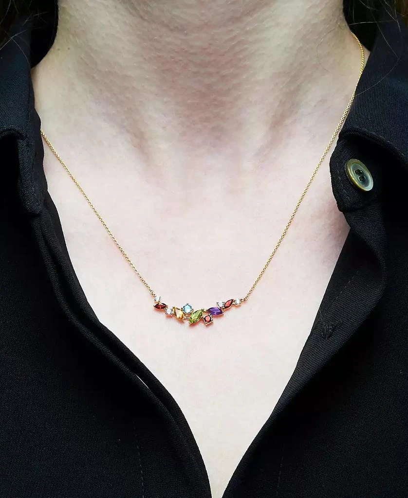 商品Macy's|Multi-Gemstone Scattered Cluster 18" Pendant Necklace (1-1/8 ct. t.w.) in 14k Gold,价格¥2880,第2张图片详细描述