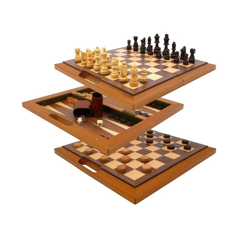 商品Trademark Global|Trademark Games Deluxe Wooden 3-In-1 Chess, Backgammon Checker Set,价格¥528,第2张图片详细描述