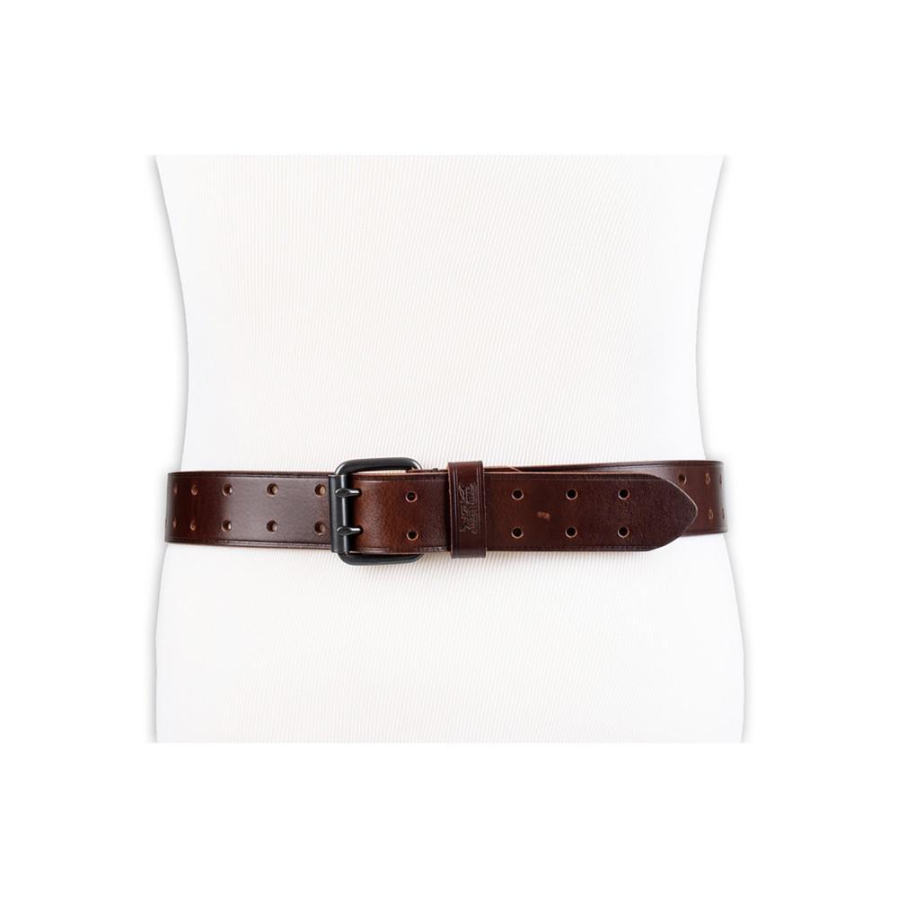 商品Levi's|Men's Leather Perforated Double Prong Workwear Belt,价格¥181-¥182,第7张图片详细描述