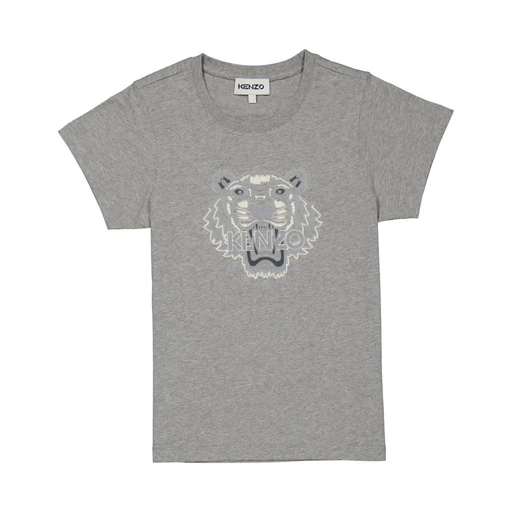 商品Kenzo|Kenzo Ladies Pearl Grey Tiger Flock Slim-fit T-shirt, Size X-Small,价格¥339,第1张图片