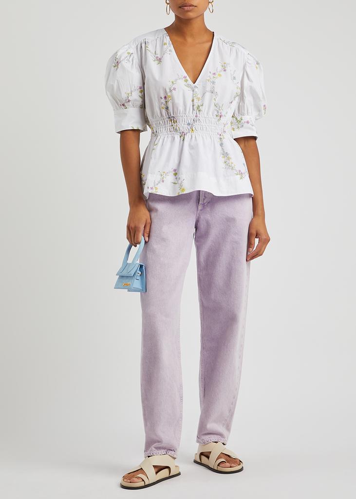商品Ganni|White floral-print cotton-poplin blouse,价格¥1182,第6张图片详细描述