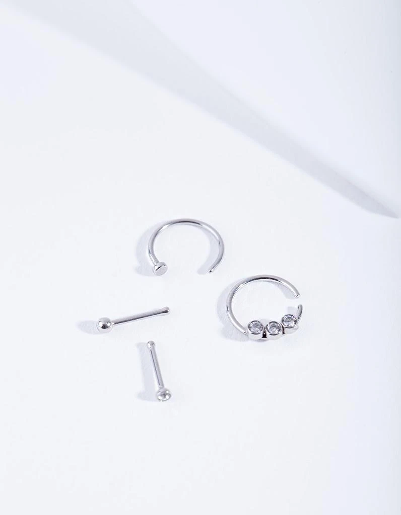 商品Lovisa|Rhodium Diamante Nose Ring 4 Pack,价格¥122,第1张图片