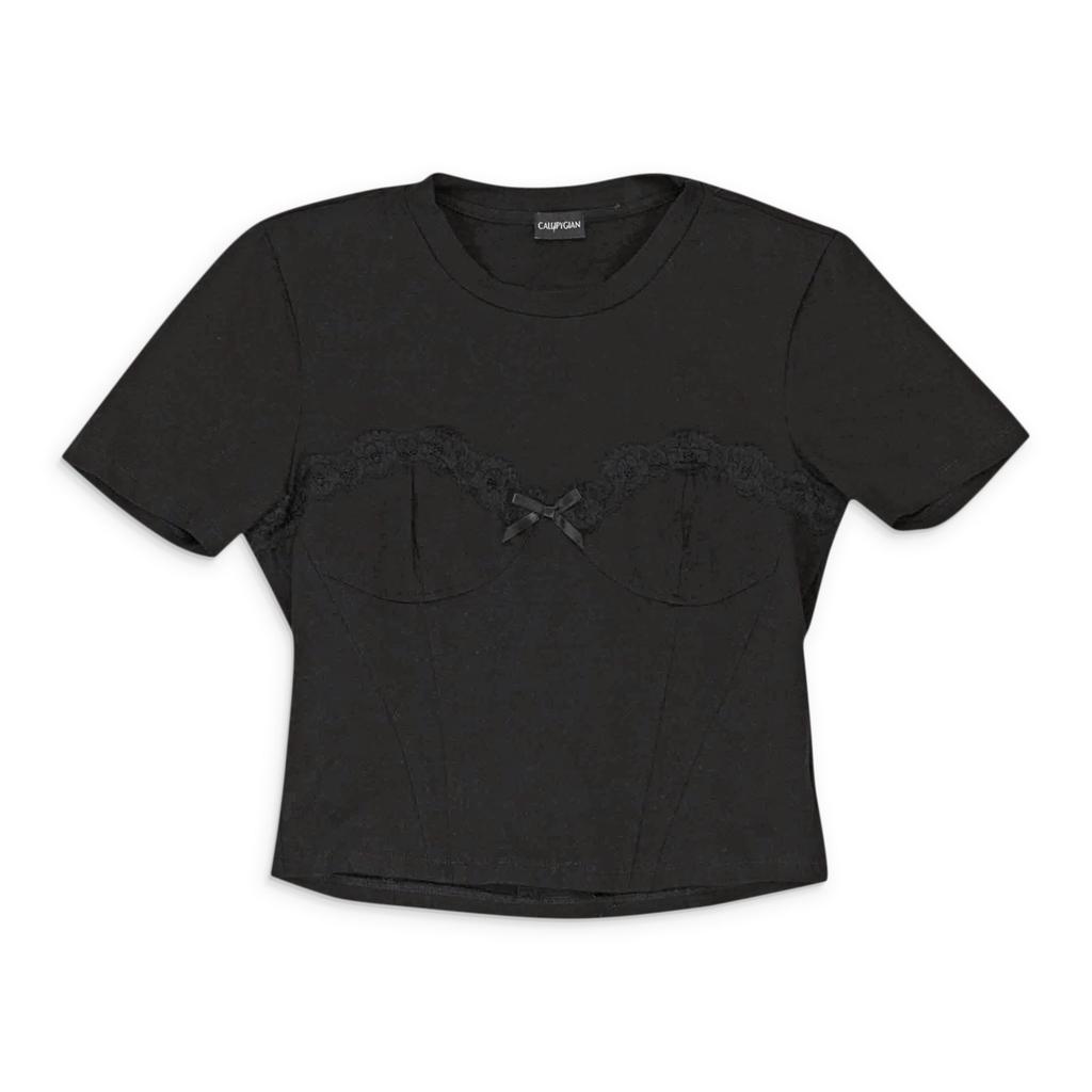 Callipygian | CALLIPYGIAN LACE TRIM BUSTIER BLACK T-SHIRT 195.43元 商品图片