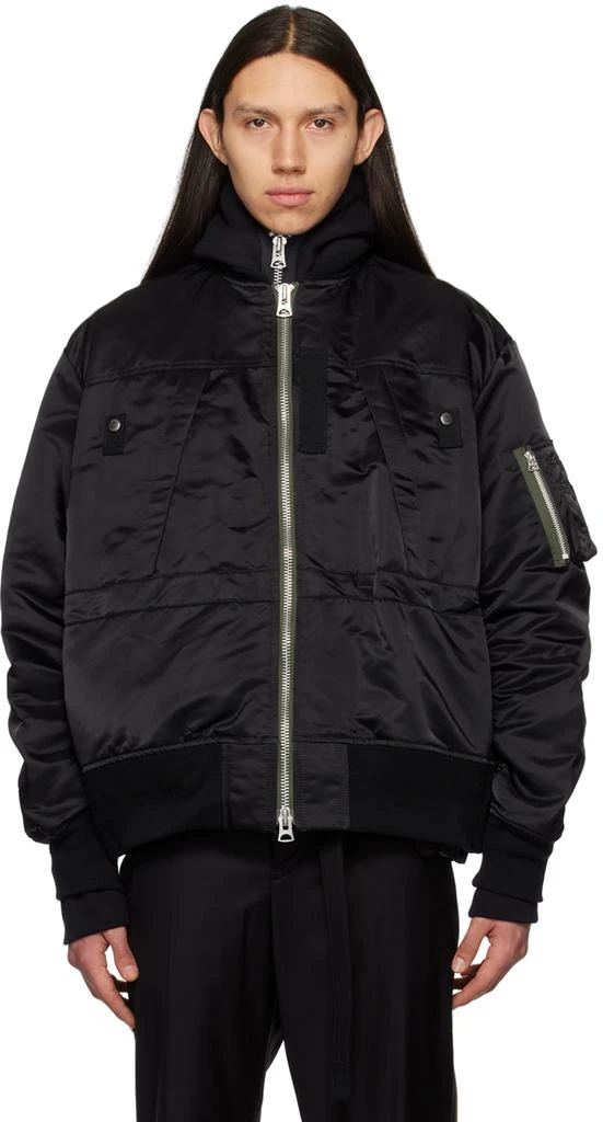 商品Sacai|Black Padded Bomber Jacket,价格¥5206,第1张图片