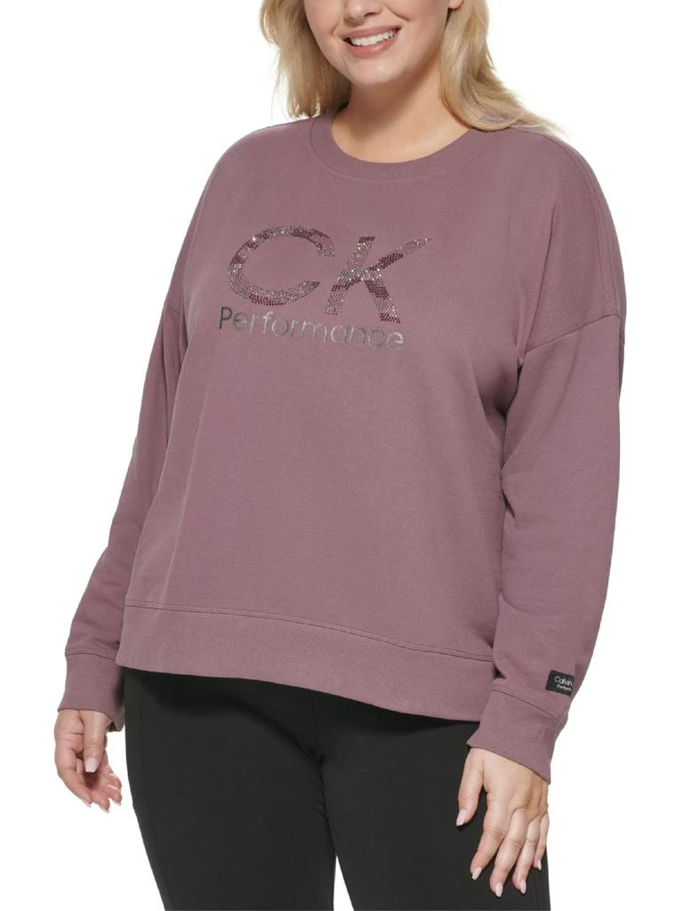 商品Calvin Klein|Plus Womens Logo Embellished Sweatshirt,价格¥142,第1张图片