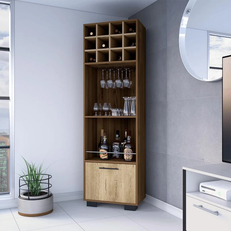 商品FM Furniture|Aubree Corner Bar Cabinet, Twelve Wine Cubbies, Two Shelves, One Flexible Drawer,价格¥2276,第2张图片详细描述