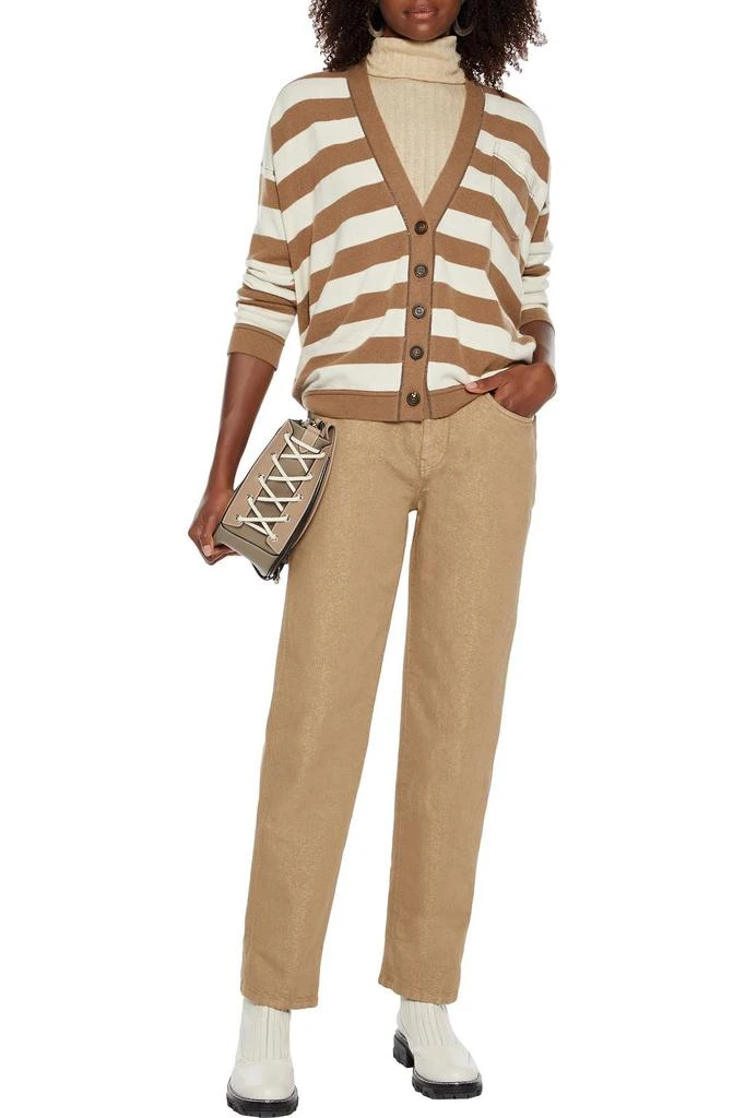 商品Brunello Cucinelli|Bead-embellished striped wool, cashmere and silk-blend cardigan,价格¥6377,第4张图片详细描述