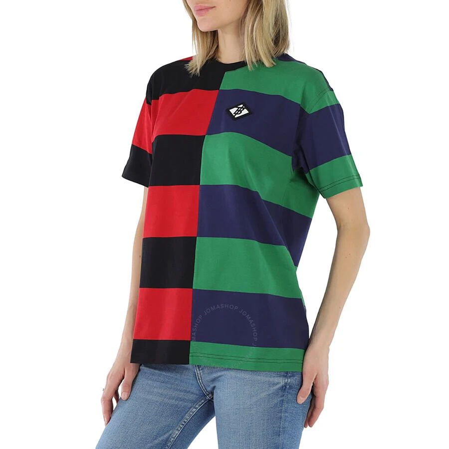 商品Burberry|Ladies Bright Red Carrick Embroidered Logo Rugby Stripe Tee,价格¥595,第3张图片详细描述