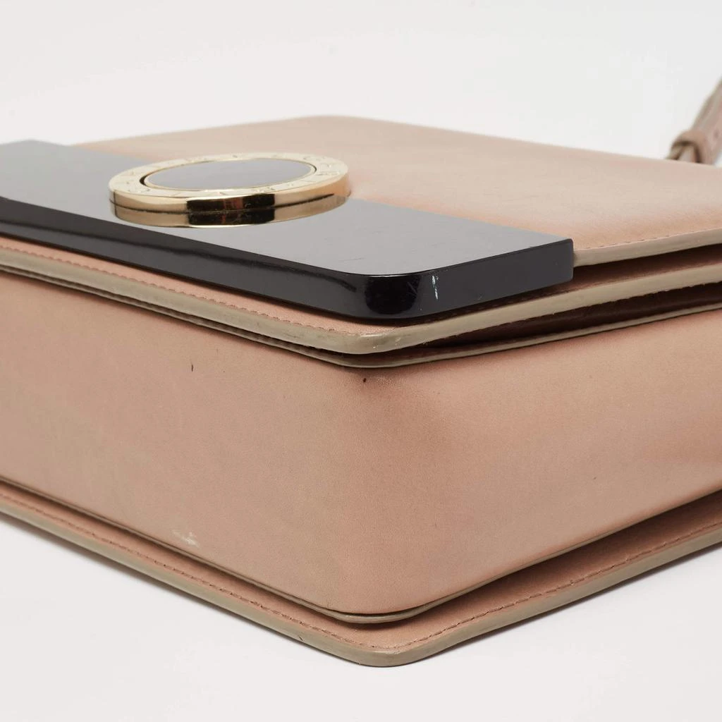Bvlgari Beige/Black Leather and Perspex Small Flap Cover Shoulder Bag 商品