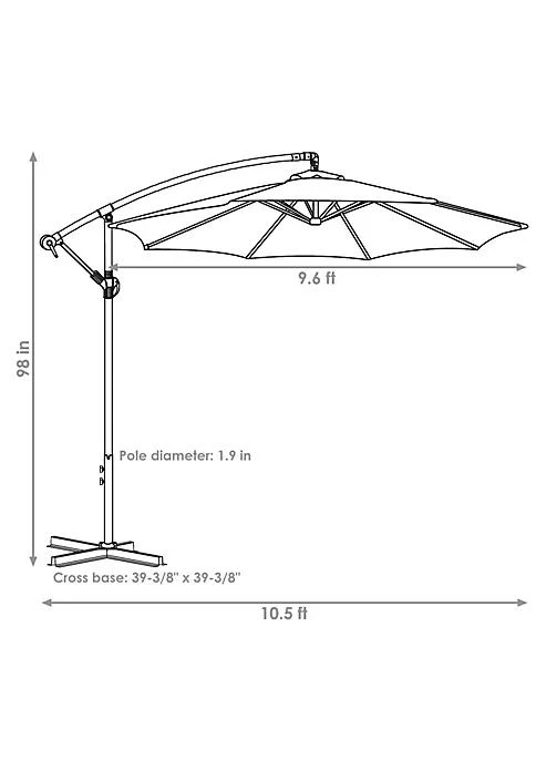 商品Sunnydaze Decor|Decor 10 Ft Cantilever Offset Steel Patio Umbrella With Crank   Beige,价格¥1162,第5张图片详细描述
