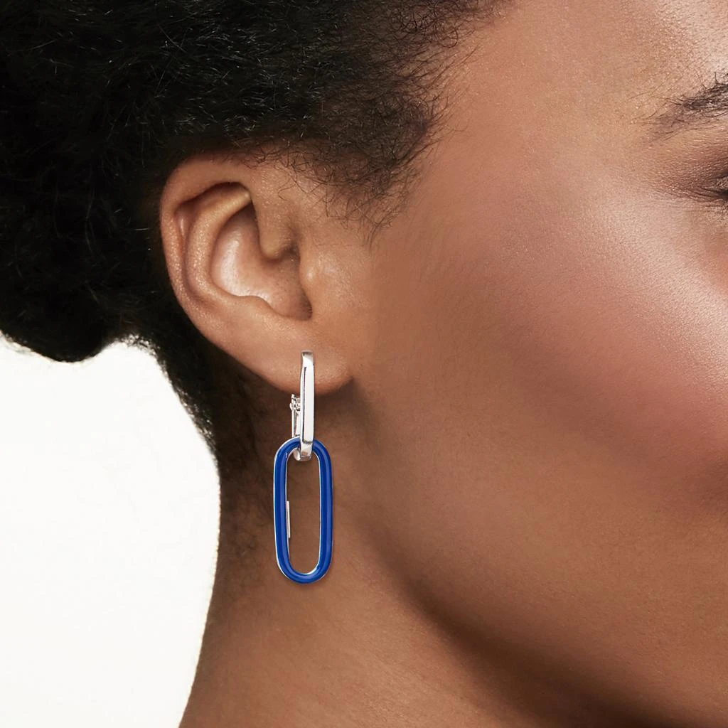 商品Ross-Simons|Ross-Simons Italian Blue Enamel Paper Clip Link Removable Hoop Drop Earrings in Sterling Silver,价格¥787,第2张图片详细描述