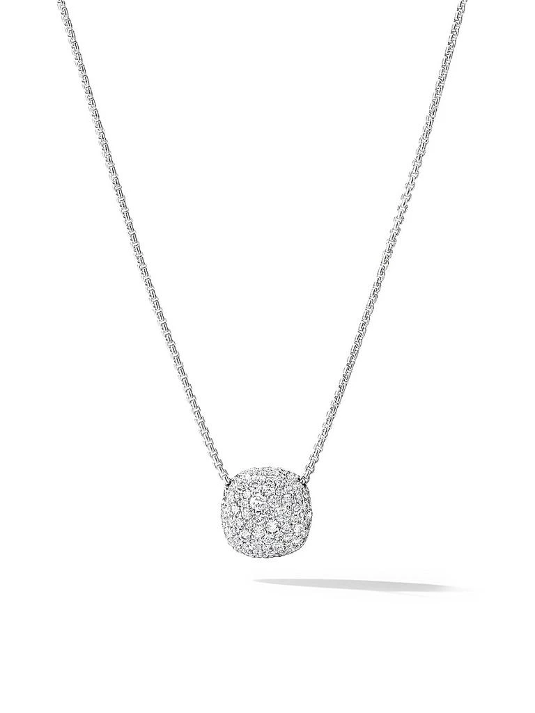 商品David Yurman|Pavé Cushion Pendant Necklace in 18K White Gold,价格¥25851,第1张图片