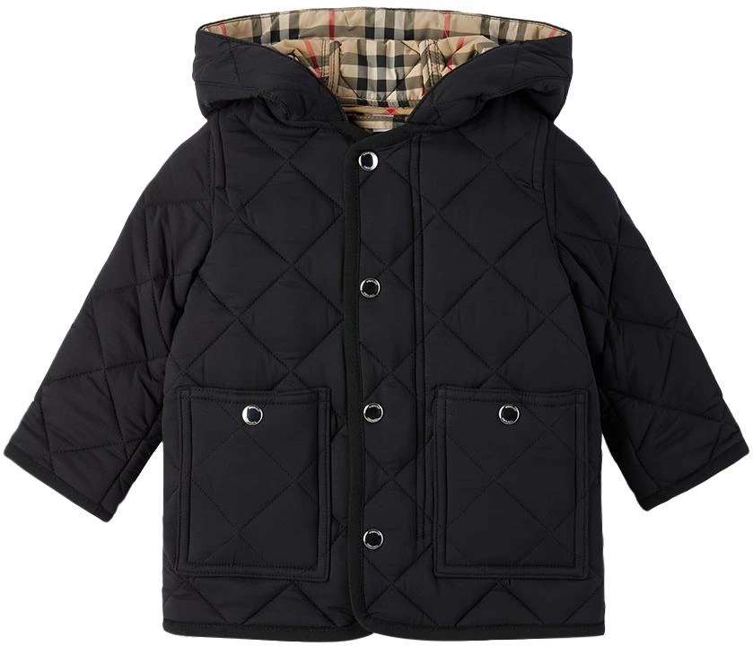 商品Burberry|黑色 Diamond Quilted 婴儿大衣,价格¥4853,第1张图片