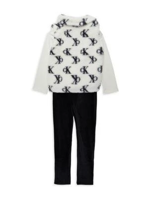 商品Calvin Klein|Little Girl’s 3-Piece Tee, Vest & Leggings Set,价格¥159,第2张图片详细描述