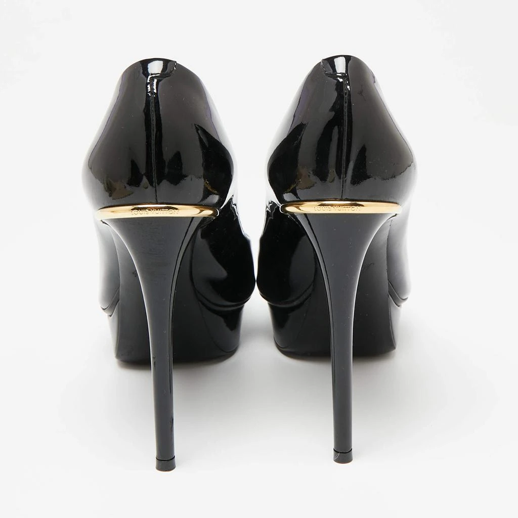 商品[二手商品] Louis Vuitton|Louis Vuitton Black Patent Leather  Peep Toe Platform Pumps Size 37.5,价格¥3111,第5张图片详��细描述