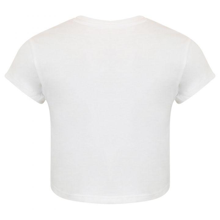 White Short Sleeve Cropped Logo T Shirt商品第3张图片规格展示