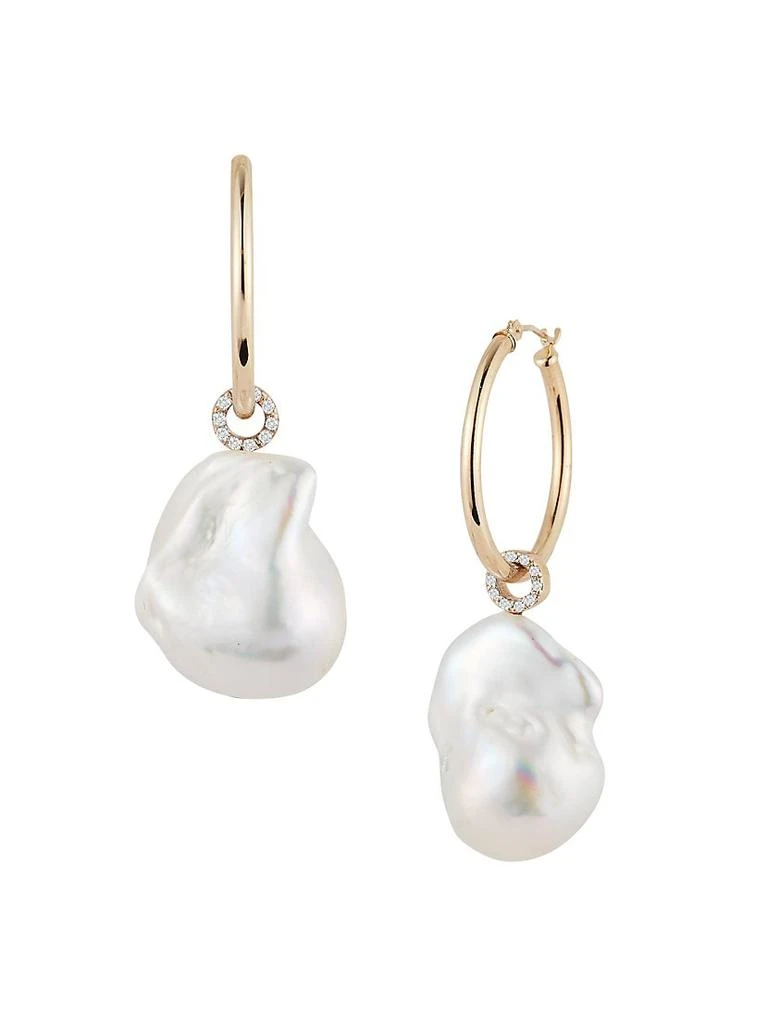 商品MATEO|14K Yellow Gold, 20-22MM Baroque Pearl & Diamond Detachable Drop Earrings,价格¥6682,第1张图片