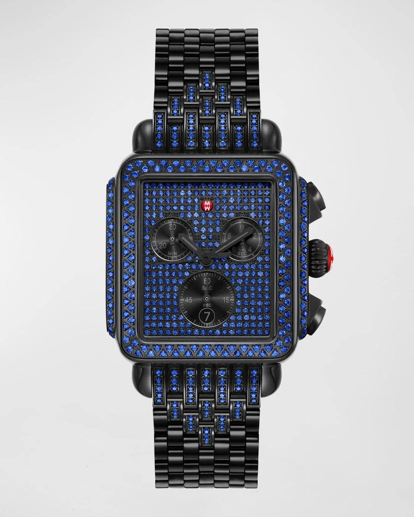 商品Michele|Deco Noir Blue Sapphire Pave Watch with Bracelet Strap,价格¥52499,第1张图片