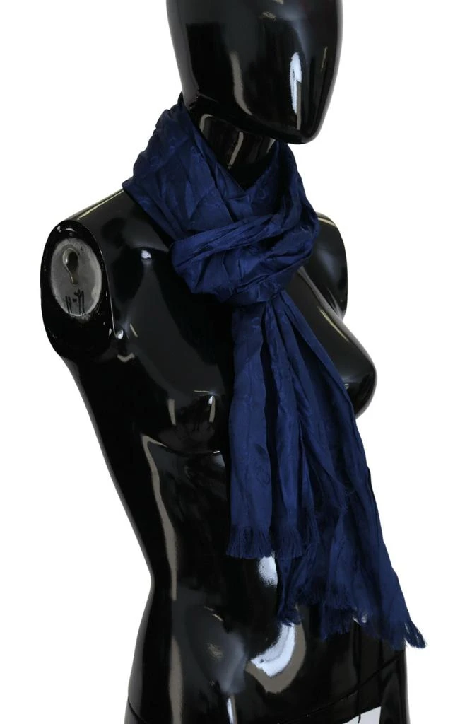 商品Costume National|Costume National Blue Silk Shawl Foulard Fringes Scarf,价格¥668,第2张图片详细描述