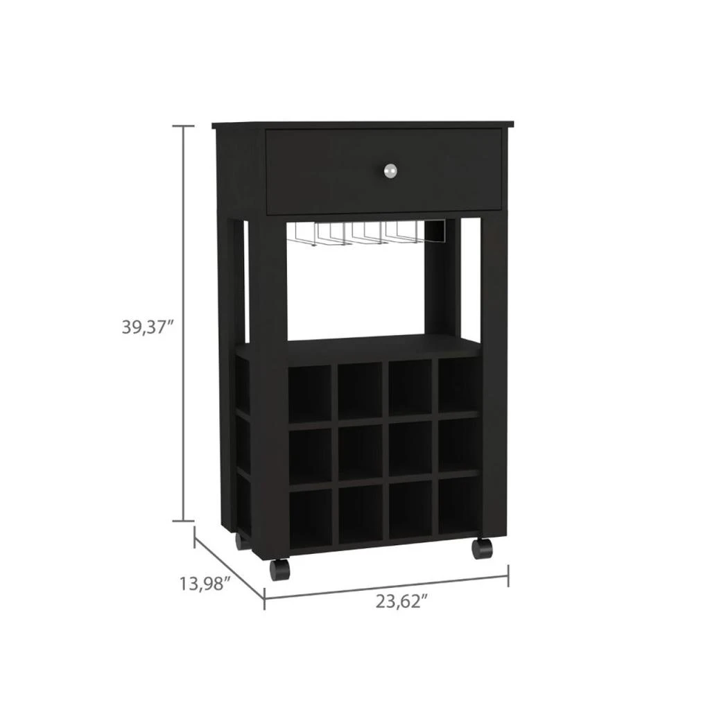 商品Simplie Fun|Ambler 1-Drawer 12-Bottle Wine Cabinet Black Wengue,价格¥2335,第5张图片详细描述