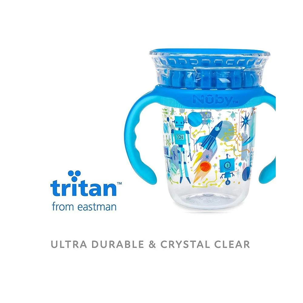 商品Nuby|No-Spill Edge 360 2 Stage Drinking Cup with Removable Handles, Robot,价格¥122,第3张图片详细描述