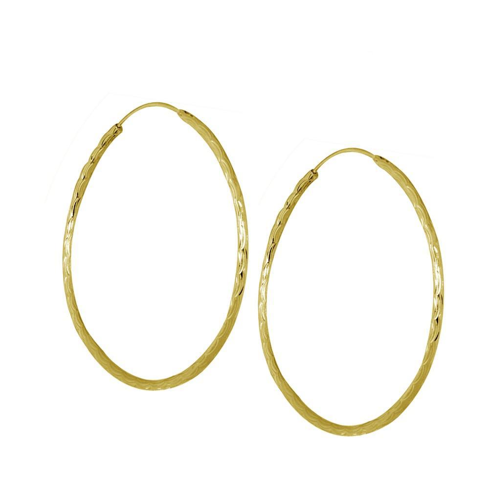 商品Essentials|And Now This Medium Textured Endless Hoop Earrings, 2" in Silver or Gold Plate,价格¥74-¥93,第1张图片