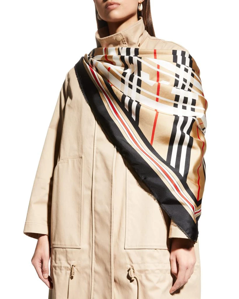 商品Burberry|TB Icon Stripe Logo Silk Scarf,价格¥4216,第1张图片