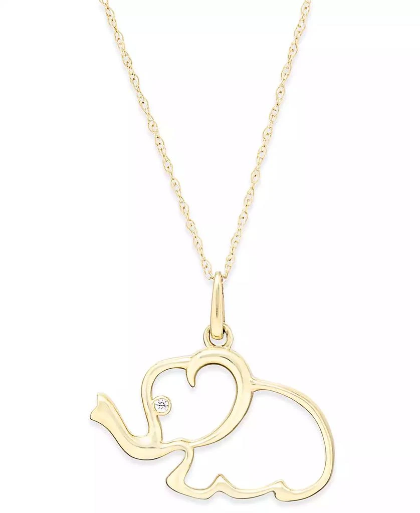 商品Macy's|Cubic Zirconia Elephant Pendant Necklace in 10k Gold,价格¥748,第1张图片